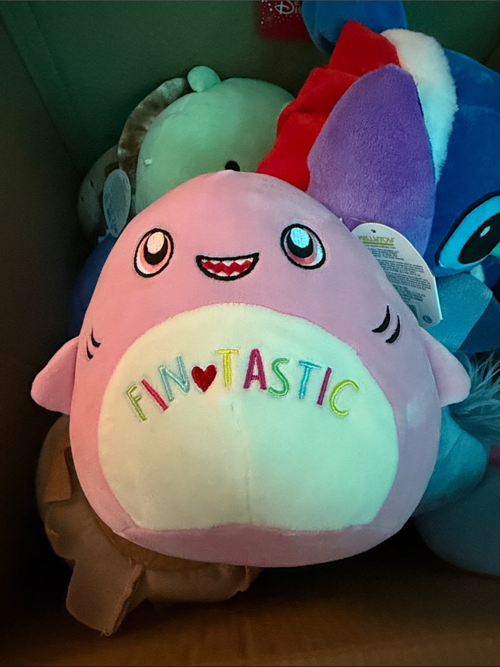 NWT Squishmallows 8" "Selene" Anime Eyes Valentine's Pink Shark Plush
